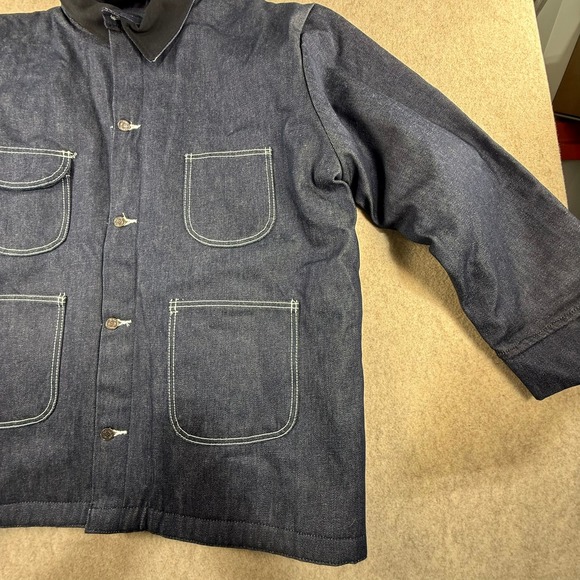Bob Barker Mens Denim Chore Jacket Blue Fleece Lined Work Coat XL 46/48 Mexico - Picture 3 of 6